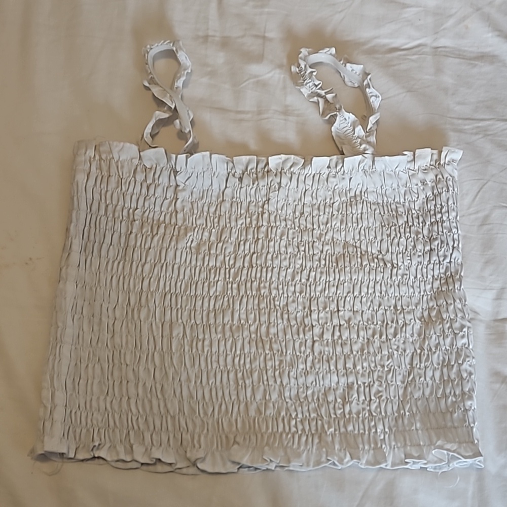 🩴White Spaghetti Stap Crop Top Size L